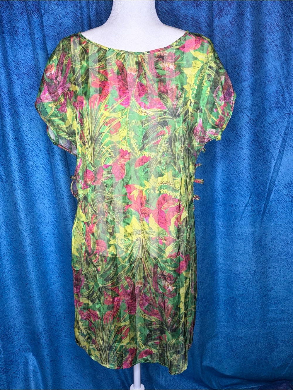 Tropical Print Green and Pink Women’s Shift Dress